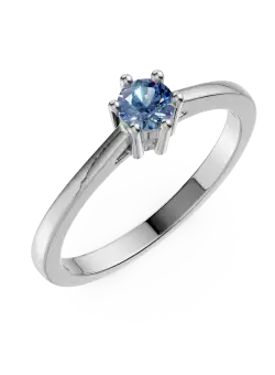 Inel de logodna din aur alb de 18K cu diamant albastru de 0.51ct