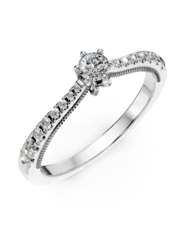 Inel de logodna din aur alb de 18K cu diamant de 0.16ct si diamante de 0.18ct