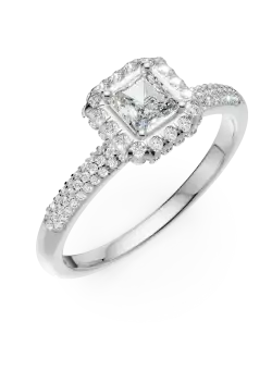 Inel de logodna din aur alb de 18K cu diamant de 0.2ct si diamante de 0.42ct