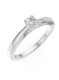 Inel de logodna din aur alb de 18K cu diamant de 0.31ct si diamante de 0.04ct