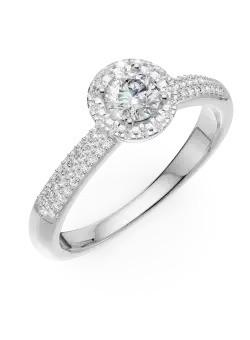 Inel de logodna din aur alb de 18K cu diamant de 0.33ct si diamante de 0.36ct