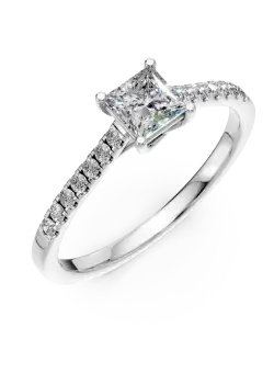 Inel de logodna din aur alb de 18K cu diamant de 0.475ct si diamante de 0.16ct