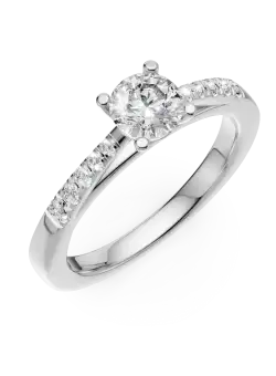 Inel de logodna din aur alb de 18K cu diamant de 0.4ct si diamante de 0.15ct