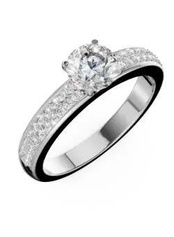 Inel de logodna din aur alb de 18K cu diamant de 0.61ct si diamante de 0.2ct