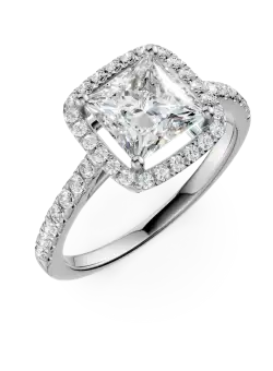 Inel de logodna din aur alb de 18K cu diamant de 2.02ct si diamante de 0.37ct