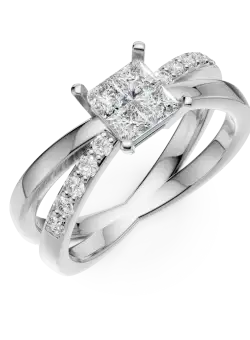 Inel de logodna din aur alb de 18K cu diamante de 0.46ct