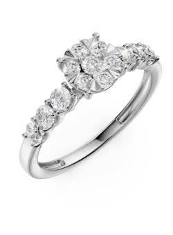 Inel de logodna din aur alb de 18K cu diamante de 0.84ct