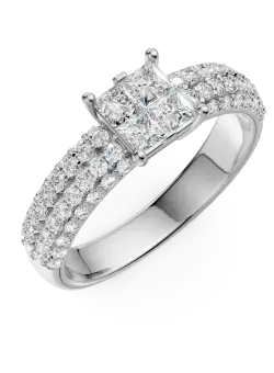 Inel de logodna din aur alb de 18K cu diamante de 0.98ct