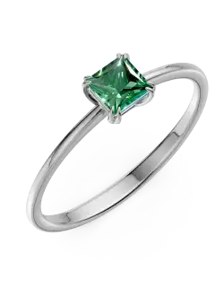 Inel de logodna din aur alb de 18K cu smarald solitaire de 0.39ct