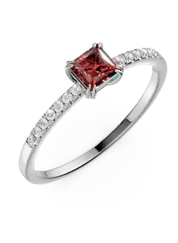 Inel de logodna din aur alb de 18K cu turmalina multicolor de 0.39ct si diamante de 0.06ct