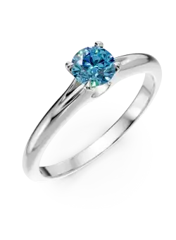 Inel de logodna din aur alb de 18K cu un diamant solitaire albastru de 0.44ct