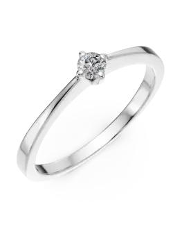 Inel de logodna din aur alb de 18K cu un diamant solitaire de 0.11ct