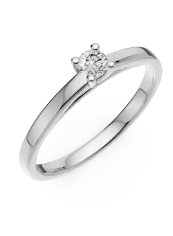Inel de logodna din aur alb de 18K cu un diamant solitaire de 0.14ct