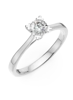 Inel de logodna din aur alb de 18K cu un diamant solitaire de 0.16ct