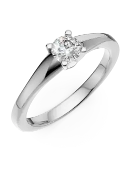 Inel de logodna din aur alb de 18K cu un diamant solitaire de 0.19ct