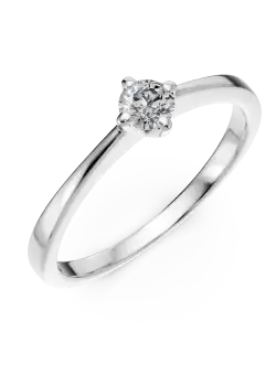 Inel de logodna din aur alb de 18K cu un diamant solitaire de 0.2ct