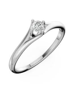 Inel de logodna din aur alb de 18K cu un diamant solitaire de 0.2ct