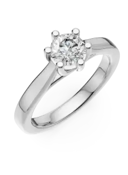 Inel de logodna din aur alb de 18K cu un diamant solitaire de 0.34ct
