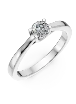 Inel de logodna din aur alb de 18K cu un diamant solitaire de 0.34ct