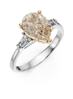 Inel de logodna din aur alb-galben cu diamant de 2ct si diamante de 0.19ct