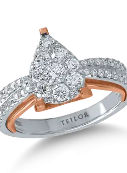 Inel de logodna din aur alb-roz cu diamante de 0.8ct