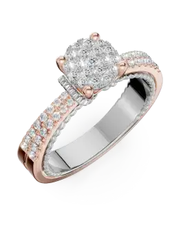 Inel de logodna din aur alb-roz de 18K cu diamante de 0.44ct