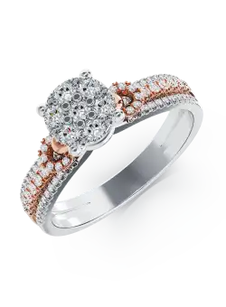 Inel de logodna din aur alb-roz de 18K cu diamante de 0.46ct
