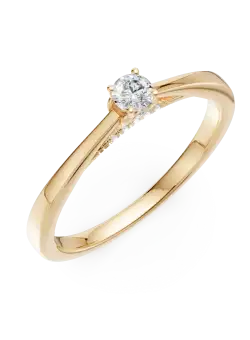 Inel de logodna din aur galben cu diamant de 0.1ct si diamante de 0.06ct