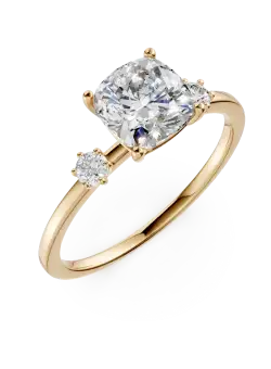 Inel de logodna din aur galben cu o zirconia solitaire si zirconii pave