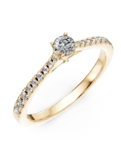 Inel de logodna din aur galben de 18K cu diamant de 0.16ct si diamante de 0.17ct