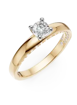 Inel de logodna din aur galben de 18K cu diamant de 0.19ct si diamante de 0.2ct