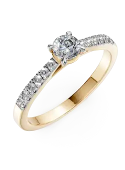 Inel de logodna din aur galben de 18K cu diamant de 0.3ct si diamante de 0.13ct