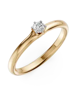 Inel de logodna din aur galben de 18K cu un diamant solitaire de 0.11ct