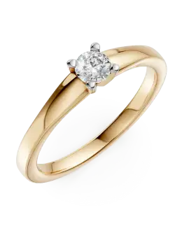 Inel de logodna din aur galben de 18K cu un diamant solitaire de 0.195ct