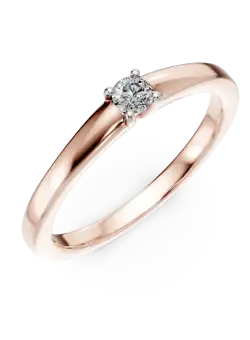 Inel de logodna din aur roz cu diamant solitaire de 0.1ct