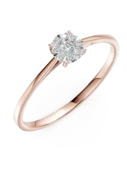 Inel de logodna din aur roz de 14K cu diamante de 0.104ct