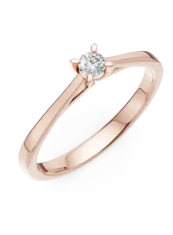 Inel de logodna din aur roz de 14K cu un diamant solitaire de 0.1ct
