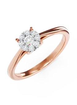 Inel de logodna din aur roz de 18K cu diamante de 0.15ct
