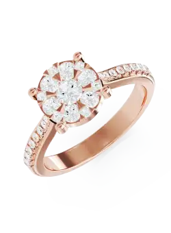 Inel de logodna din aur roz de 18K cu diamante de 0.49ct