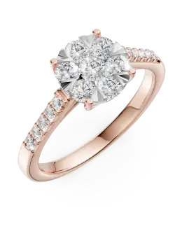 Inel de logodna din aur roz de 18K cu diamante de 0.5ct