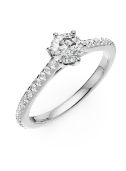 Inel de logodna din platina cu diamant de 0.6ct si diamante de 0.18ct