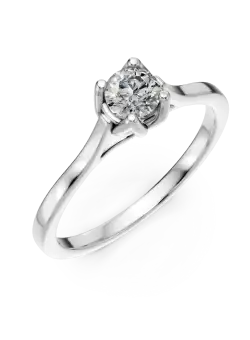 Inel de logodna Lotus din aur alb cu diamant solitaire de 0.3ct creat in laborator