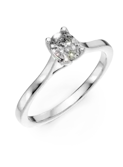 Inel de logodna Lotus din aur alb cu diamant solitaire de 0.3ct creat in laborator