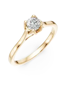 Inel de logodna Lotus din aur galben cu diamant solitaire de 0.3ct creat in laborator