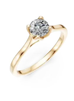 Inel de logodna Lotus din aur galben cu diamant solitaire de 0.5ct creat in laborator