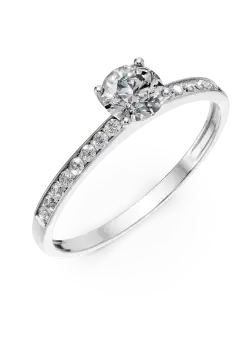 Inel de logodna solitaire pave din aur alb cu zirconii