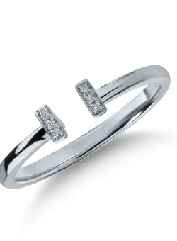 Inel deschis din aur alb cu diamante de 0.01ct