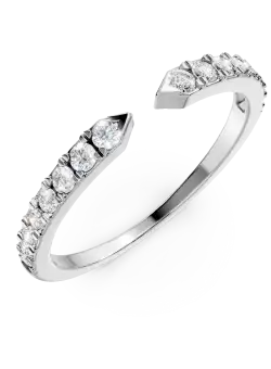 Inel deschis din aur alb cu diamante de 0.2ct