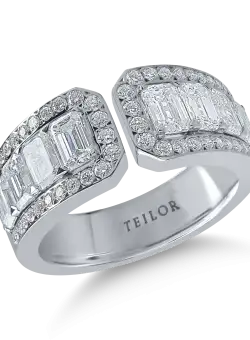 Inel deschis din aur alb cu diamante de 2.4ct