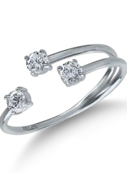 Inel deschis din aur alb cu zirconii